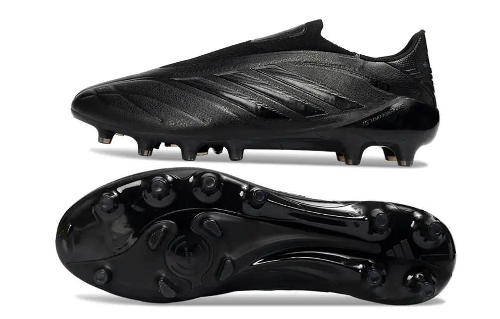 Side view of Adidas Copa Pure IV Elite Laceless FG football boots with ergonomic design