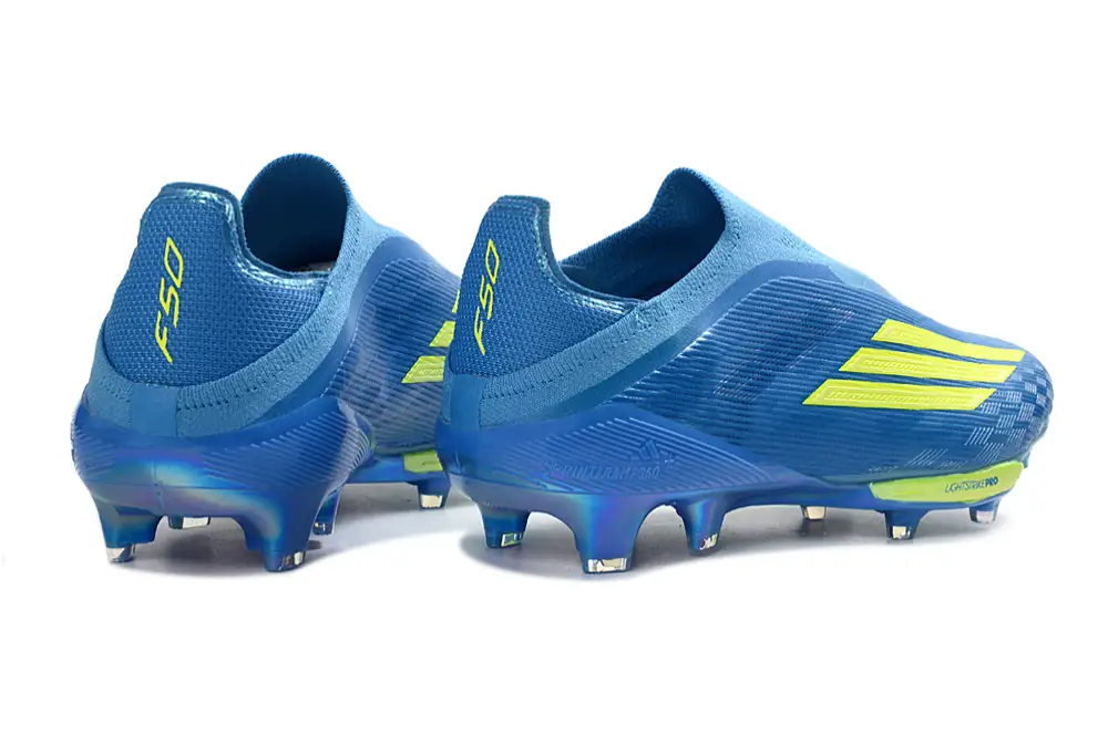 Front view of Adidas F50+ Elite Laceless Football Cleats