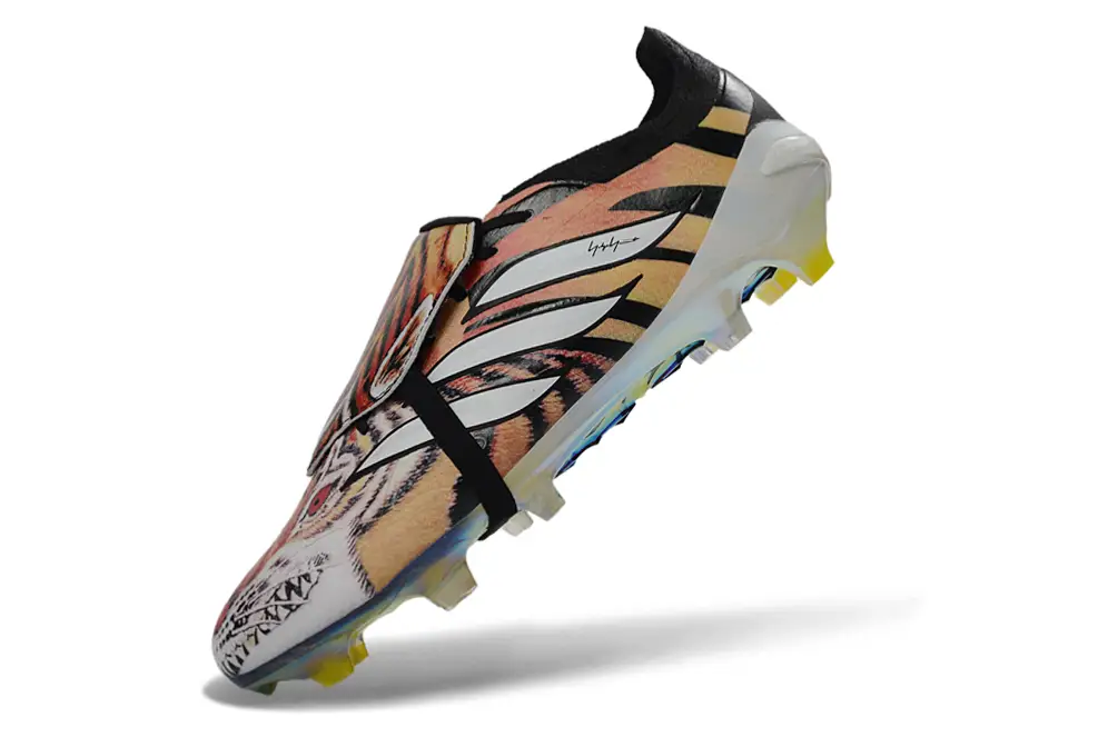 Front view of Adidas Predator 26 Elite FG soccer cleats with Y-3 design