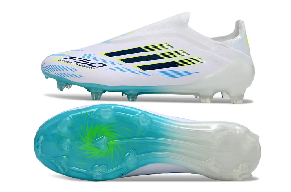 Adidas F50 Elite FG Laceless football boot from the side