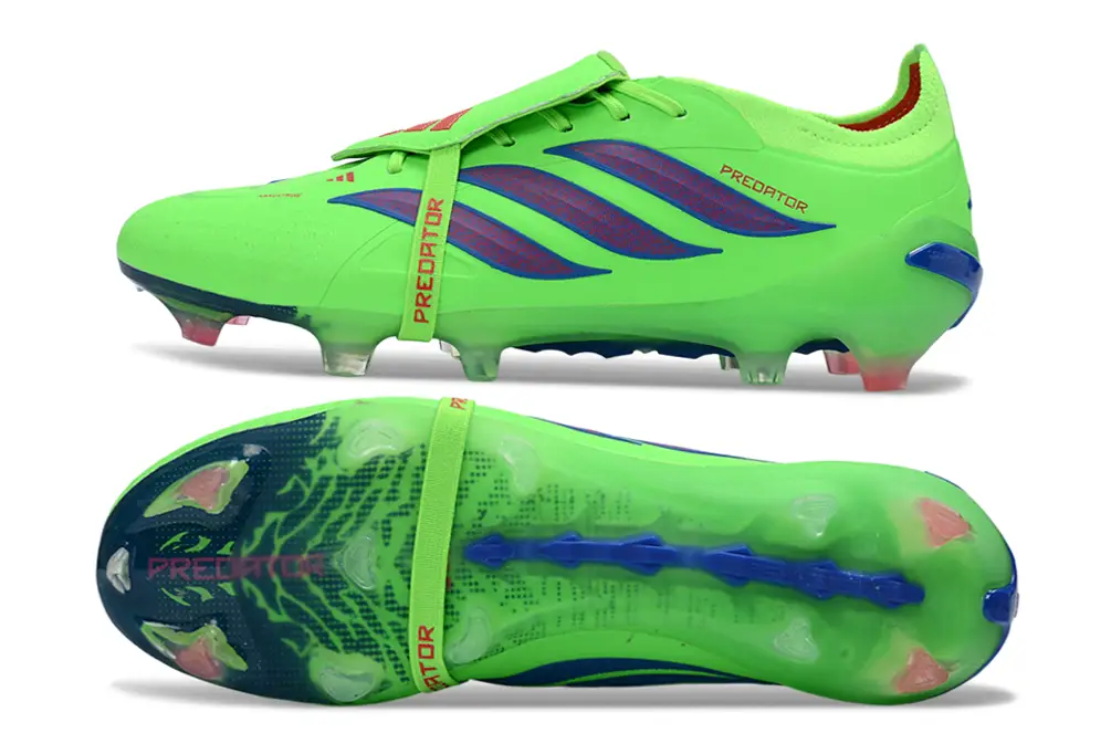 Image of Adidas Predator 26 Elite Tongue FG football boots in a dynamic shooting motion