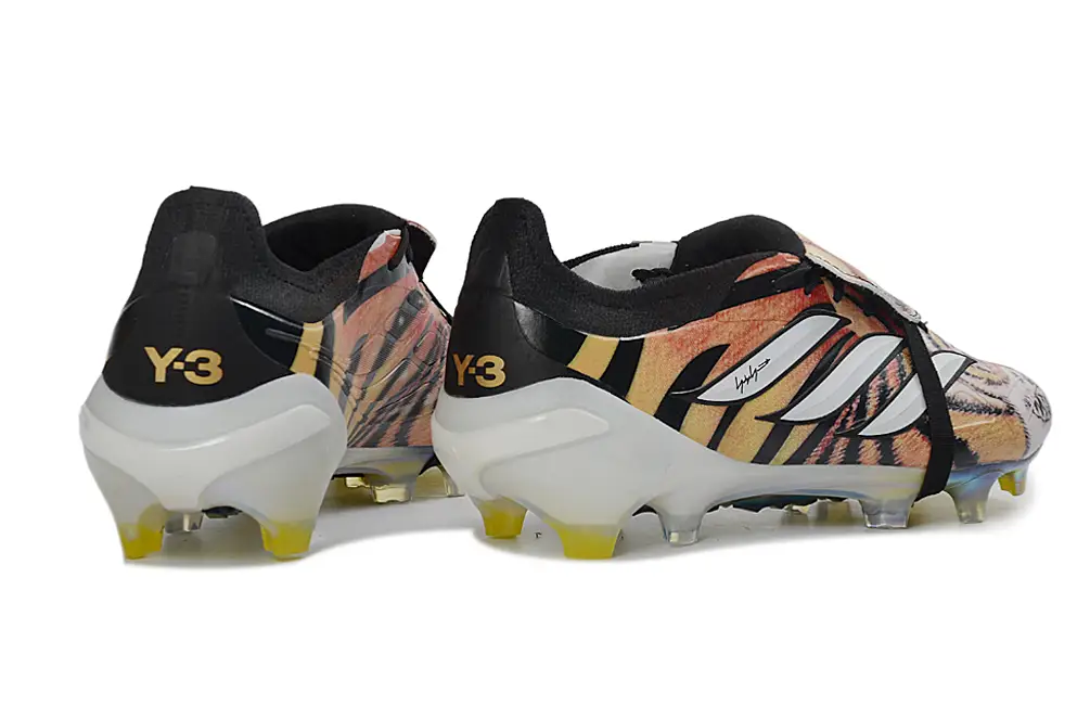 Detailed view of Adidas Predator 26 Elite FG soccer cleats with Y-3 design features