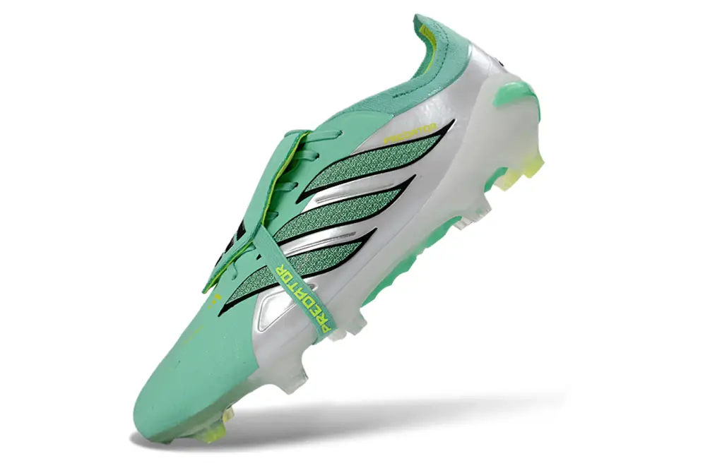 Front and back view of Adidas Predator 26 Elite Tongue FG soccer cleats, designed for elite players