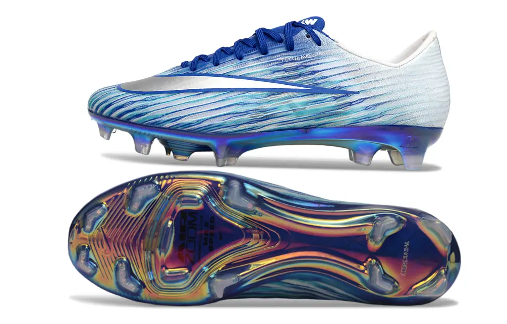 Elite soccer player wearing Nike Air Zoom Mercurial Vapor XVII Elite FG cleats, highlighting speed and power